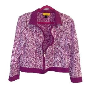 St. John Magenta and White Knit Top